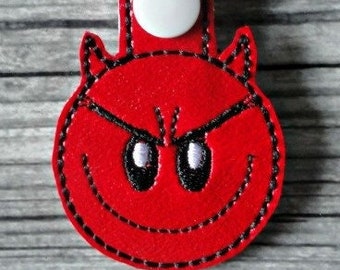 devil key fob keychain snap tab bag clip custom embroidered