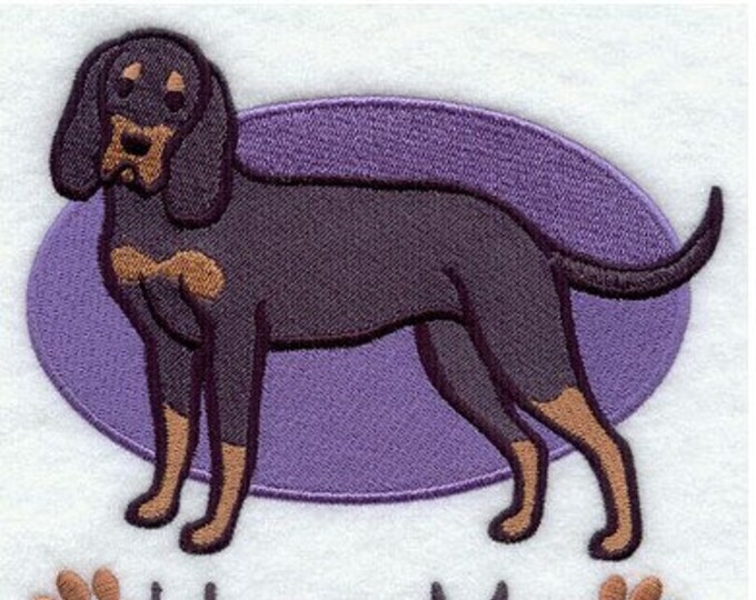 Coonhound dog puppy love paw print bath hand towel custom embroidered