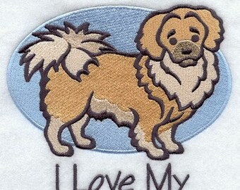 Tibetan Spaniel dog puppy love paw print bath hand towel custom embroidered