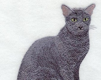 Russian blue cat bath hand towel set custom embroidered personalized