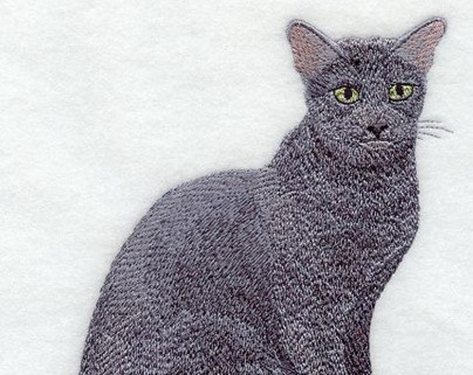 Russian blue cat bath hand towel set custom embroidered personalized