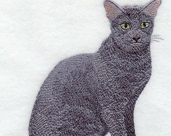 Russian Blue Cat bath hand towel custom embroidered personalized