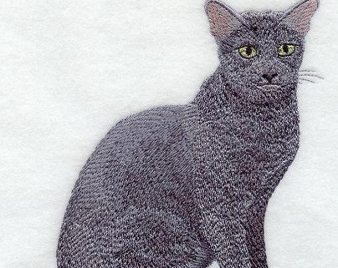 Russian Blue Cat bath hand towel custom embroidered personalized