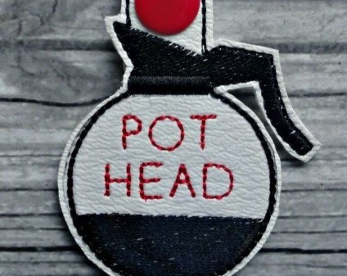 Coffee pot head keychain snap tab