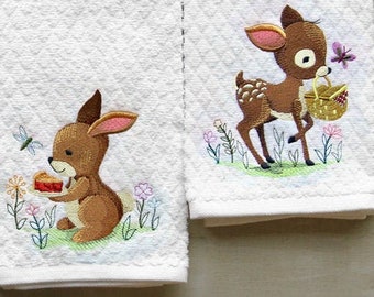 Animal Picnic Deer Rabbit Raccon Rabbit Pig Fox kitchen dish towel
