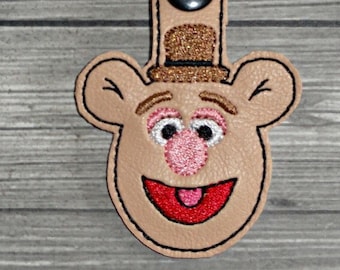 Muppets Fozzie inspired vinyl keychain snap tab