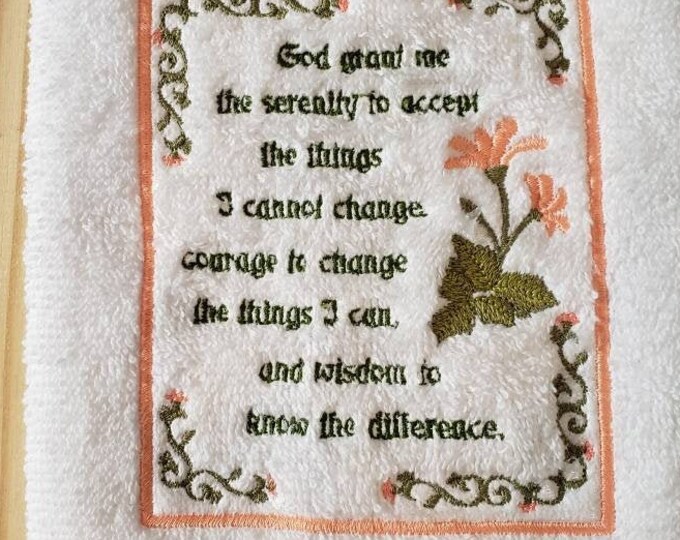 Serenity Prayer religious hand towel set custom embroidered personalized