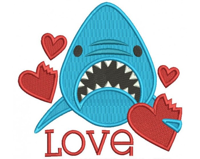 Shark  hearts love bites bath hand towel set custom embroidered personalized