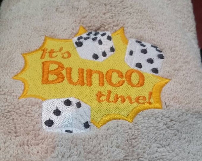 Bunco dice  game custom embroidered hand towel set
