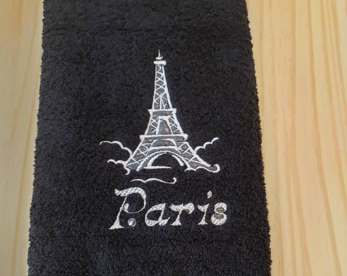 Paris Eiffel Tower hand towel set custom embroidered