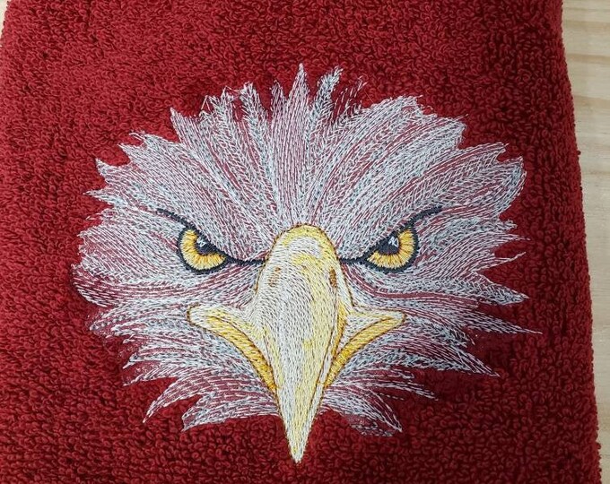 Bald Eagle head bath hand towel set custom embroidered