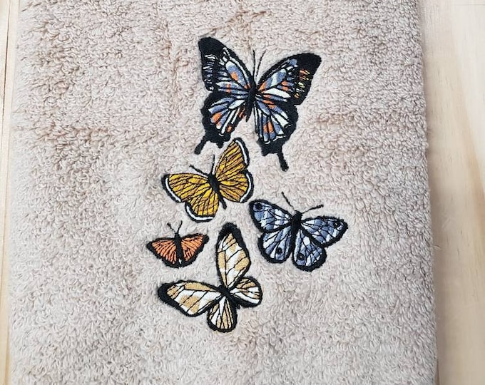 Butterfly Zebra Tiger animal print bath hand towel set custom embroidered