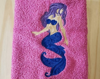 Mermaid beach hand towel set custom embroidered personalized