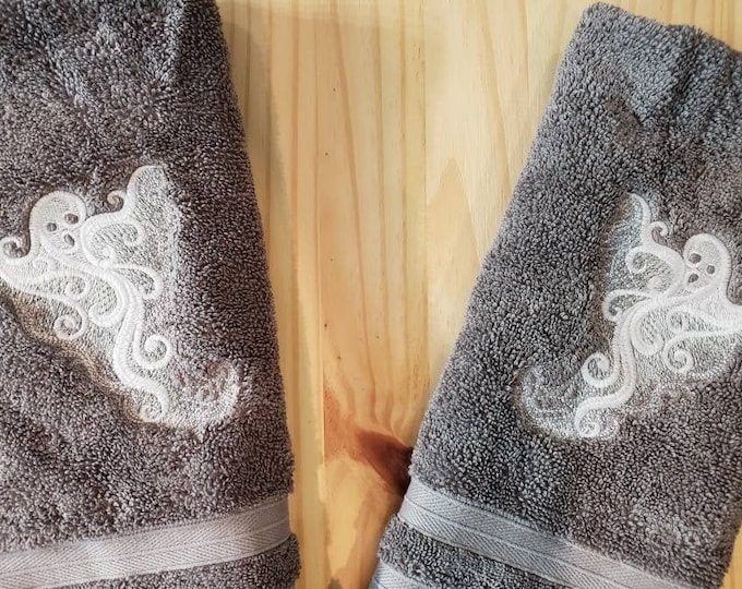 Baroque Ghost Spooky custom embroidered hand towel set
