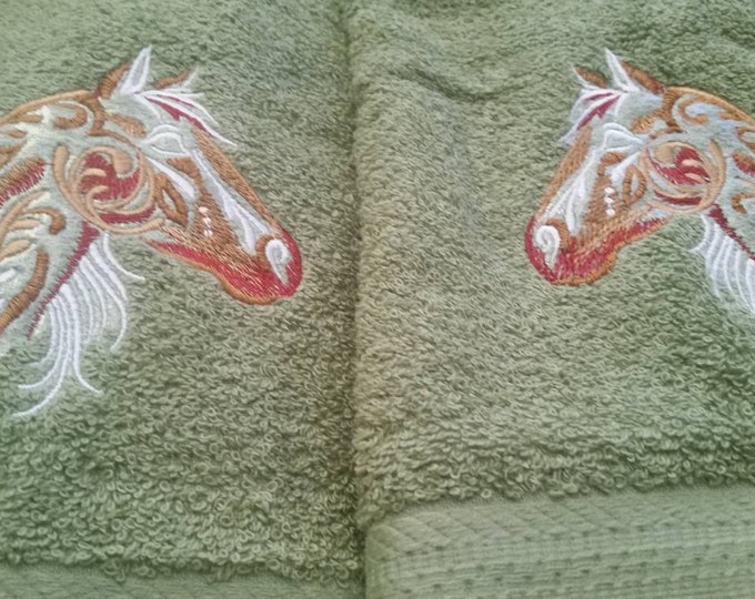 Western horse hand towel set custom embroidered