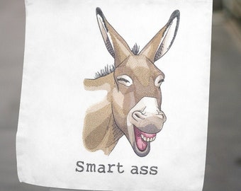 Donkey animal custom embroidered tote bag