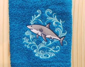 SHARK ECHO HAND TOWEL SET CUSTOM EMBROIDERED