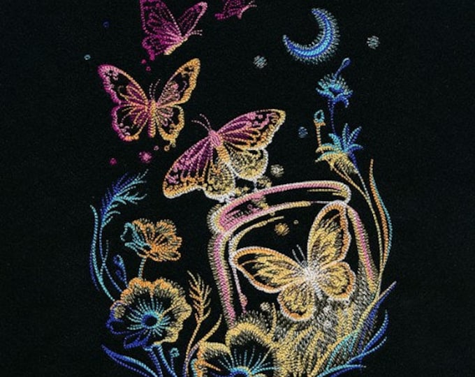 Butterfly garden bath hand towel custom embroidered personalized