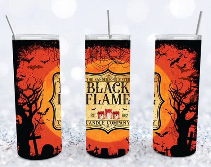 Sanderson Sisters Hocus Pocus inspired black flame 20oz stainless steel tumbler cup