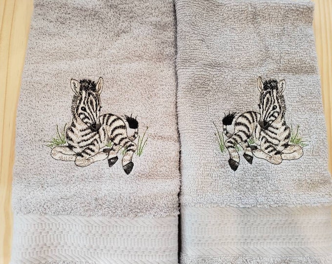 Zebra calf baby bath hand towel set custom embroidered personalized