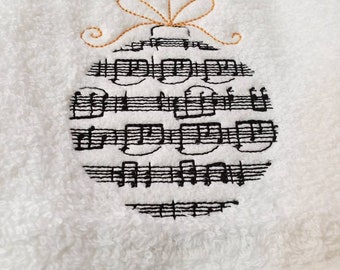 Music Notes Christmas Ornament hand towel set custom embroidered