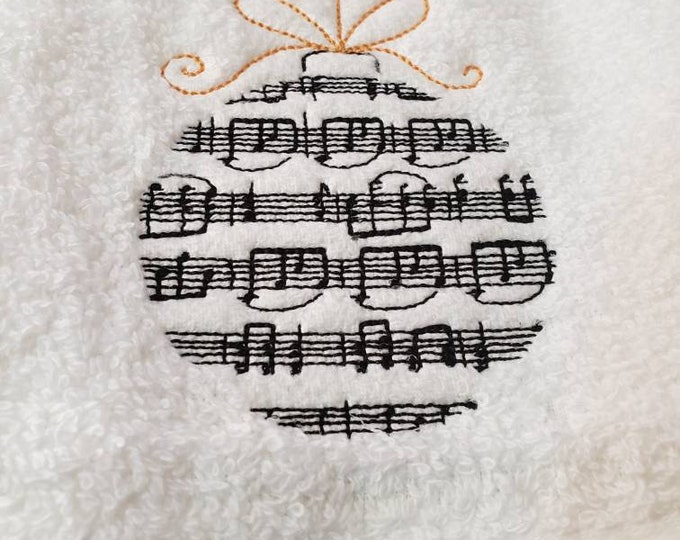 Music Notes Christmas Ornament hand towel set custom embroidered