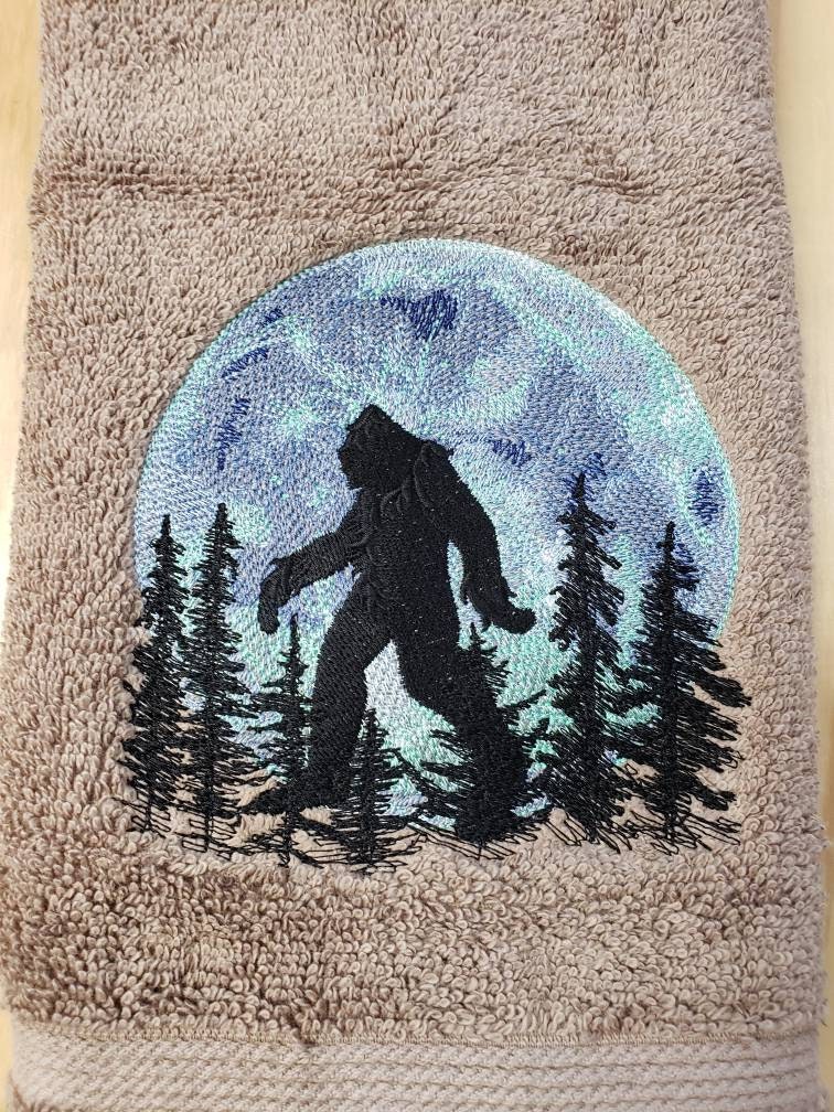Santa Squatch Bigfoot wash rag, hand towel, bath towel set or individual -  bathroom decor