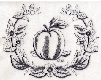 Apple laurel design custom embroidered set of 2 kitchen dish towels