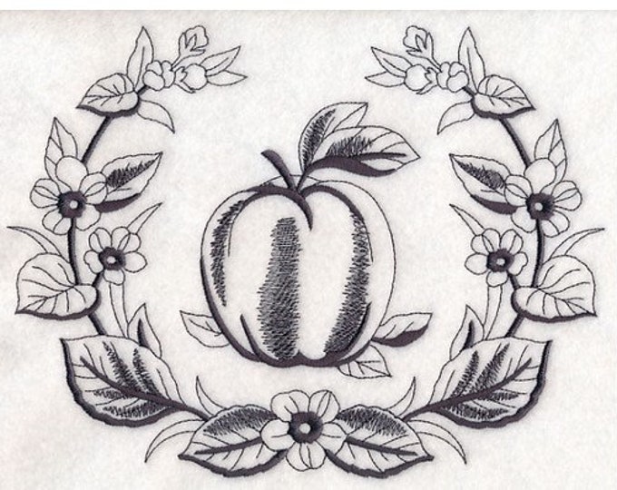 Apple laurel design custom embroidered set of 2 kitchen dish towels