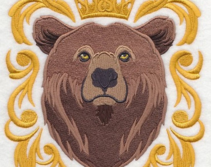 Baroque brown bear animal  bath hand towel custom embroidered personalized