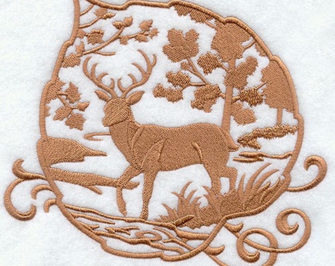 Deer leaves silhouette bath hand towel set custom embroidered