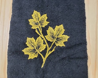 Maple Leaf Fall metallic bath hand towel set custom embroidered