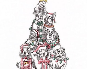 Christmas dogs kitchen dish hand towel custom embroidered personalized