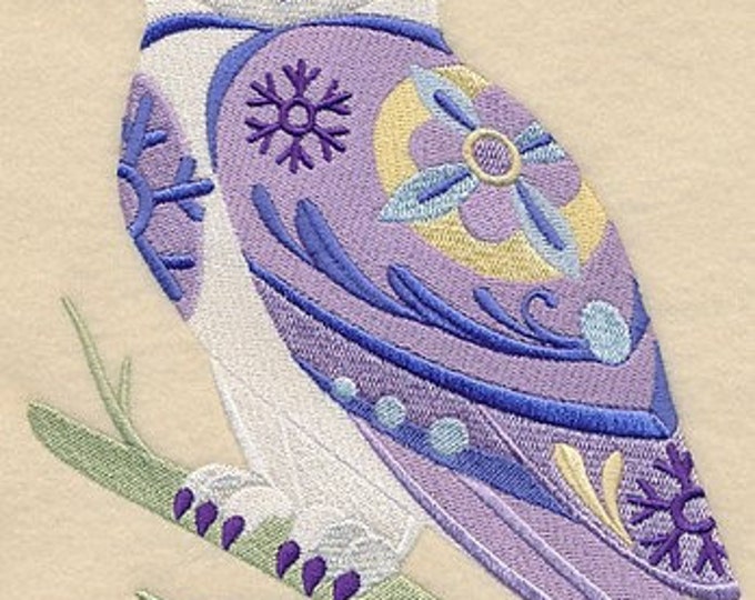 Snowy Owl Bird flower power bath hand towel set custom embroidered personalized