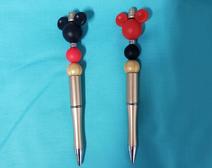 Mouse inspired custom beaded novelty pen or keychain ring