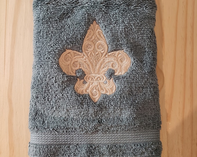 Fleur De Lis baroque  French hand towel set custom embroidered personalized