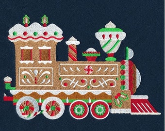 Christmas gingerbread train engine bath hand towel set custom embroidered