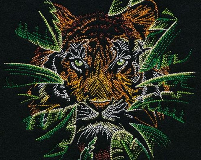 Tropical Tiger Jungle bath hand towel custom embroidered
