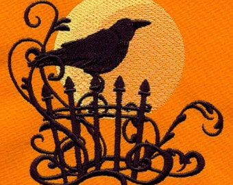 Spooky Raven sunset hand towel set custom embroidered personalized