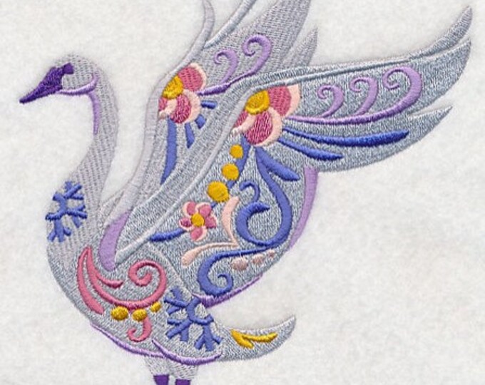 Swan Bird animal  flower power bath hand towel set custom embroidered personalized