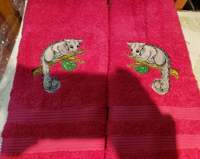 Sugar Glider animal hand towel set custom embroidered personalized