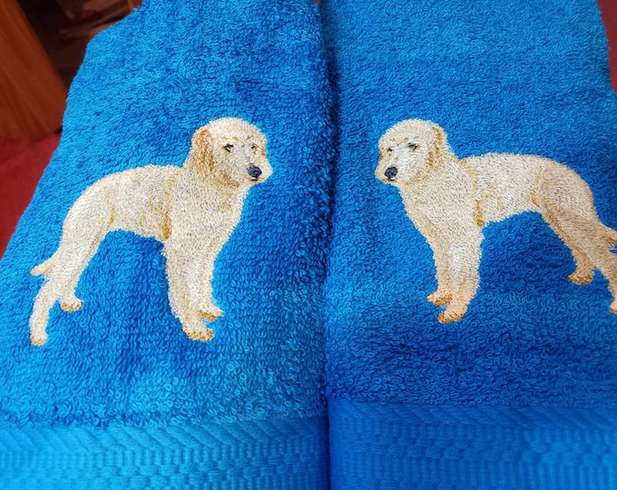 Labradoodle dog custom embroidered  hand towel set