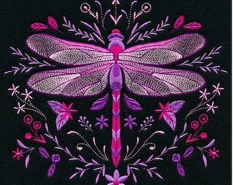 Botanical dragonfly bath decor hand towel set custom embroidered personalized