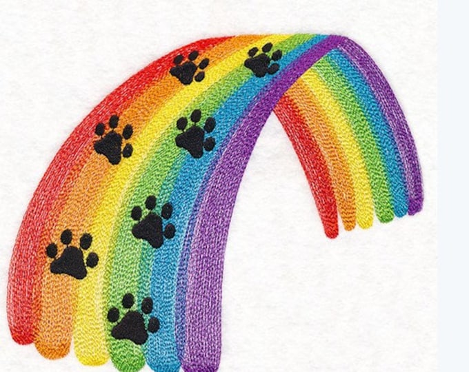 Rainbow bridge pet paw print memorial bath hand towel custom embroidered personalized