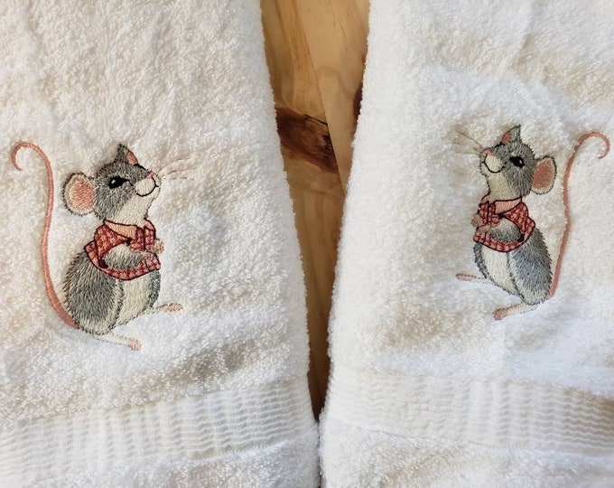 Mouse hand towel set custom embroidered personalized
