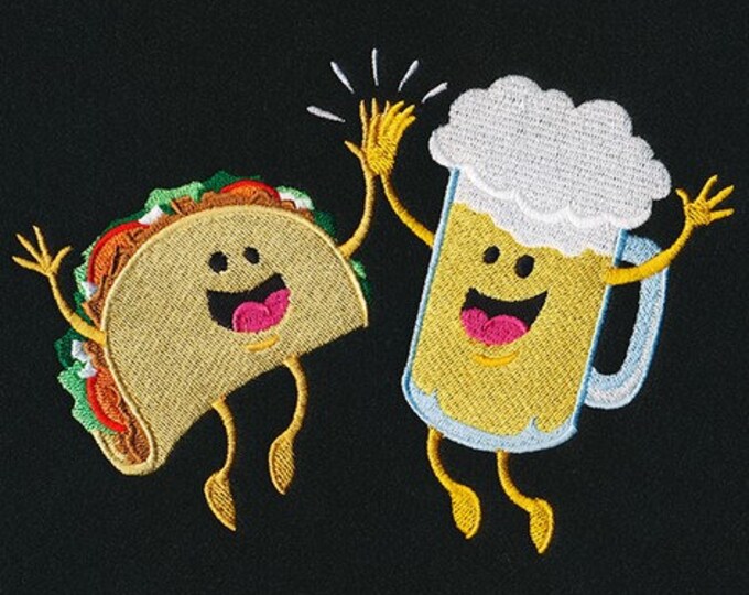 Beer Taco Funny hand towel set custom embroidered personalized