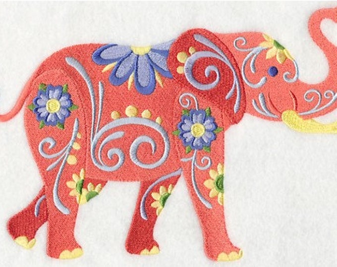 Elephant animal  flower power bath hand towel set custom embroidered personalized