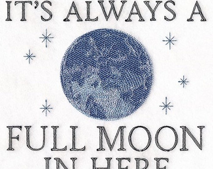 Full Moon in here bath hand towel custom embroidered personalized