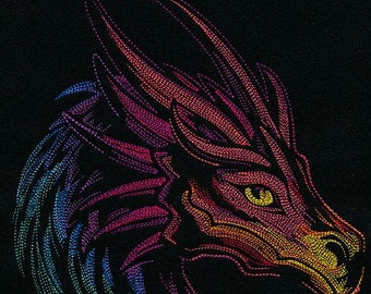 Rainbow Dragon bath hand towel  custom embroidered personalized