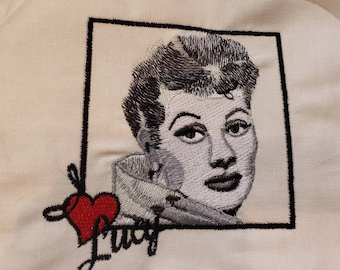 I love Lucy kitchen towel set custom embroidered